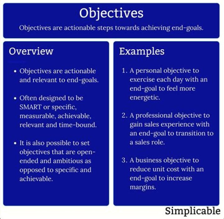 What is goal and objective with examples?